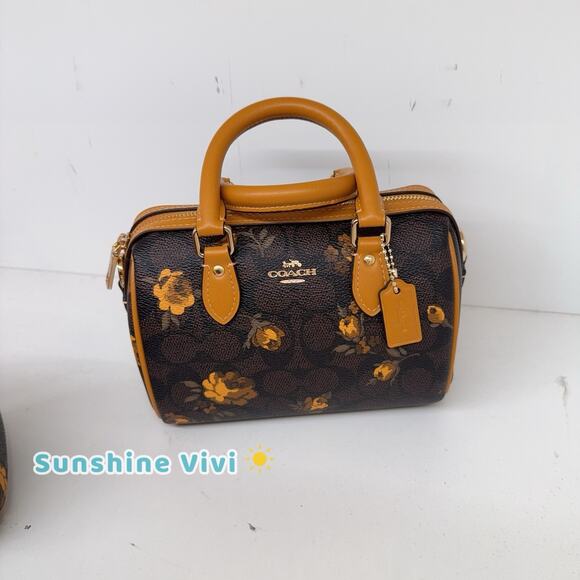 NWT Coach Mini Rowan Crossbody Bag Signature Canvas Floral...